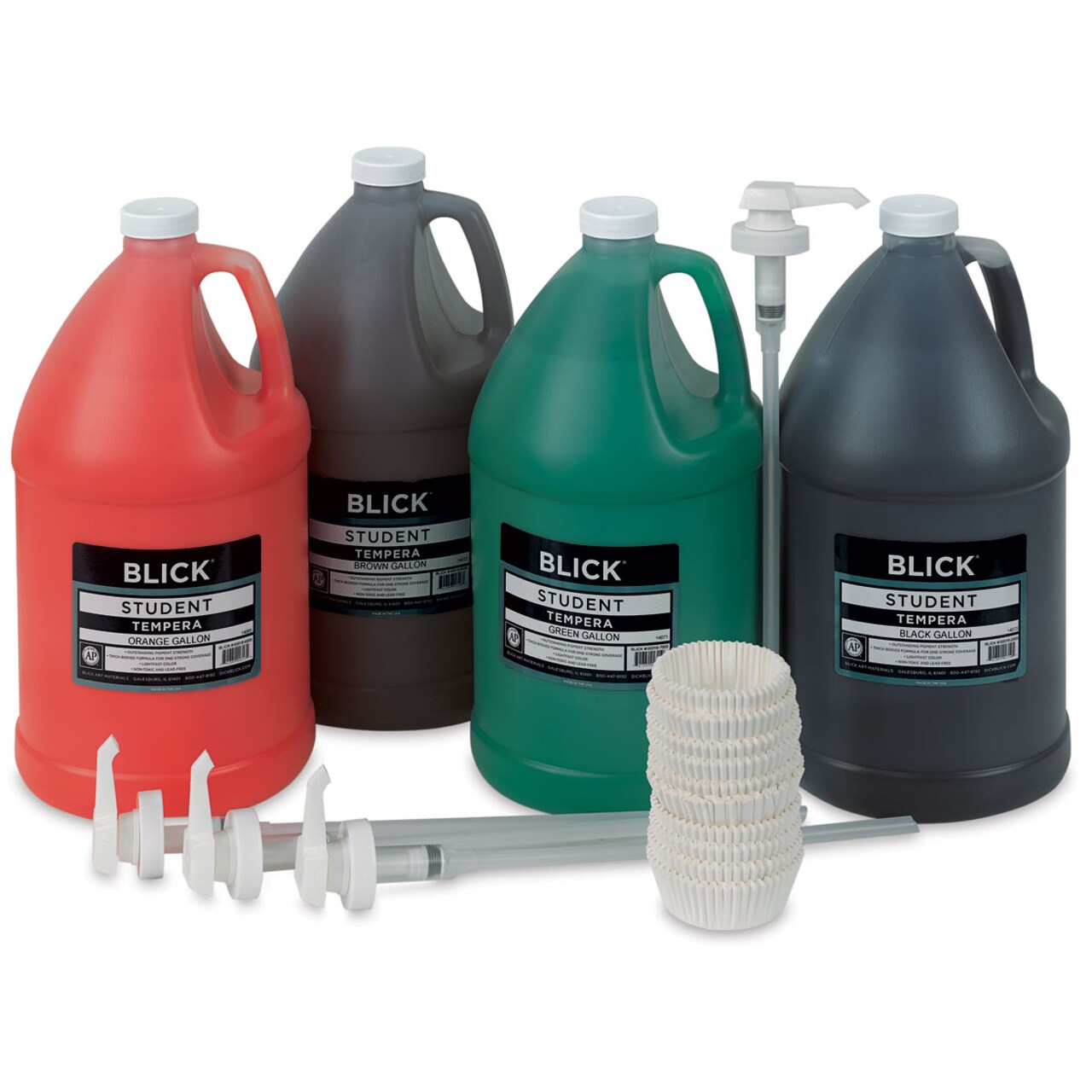 Blick Student Tempera Paints - Set of 4, Pump Kit, Secondary Colors, Gallon